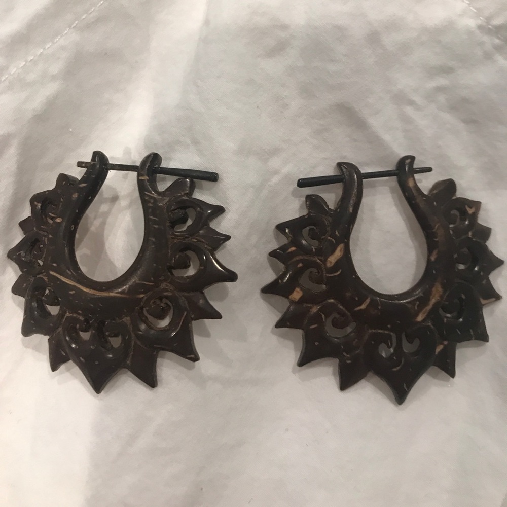 Wooden peg earrings